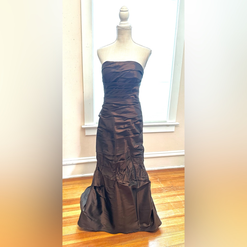 Bill Levkoff Brown Strapless Formal Dress